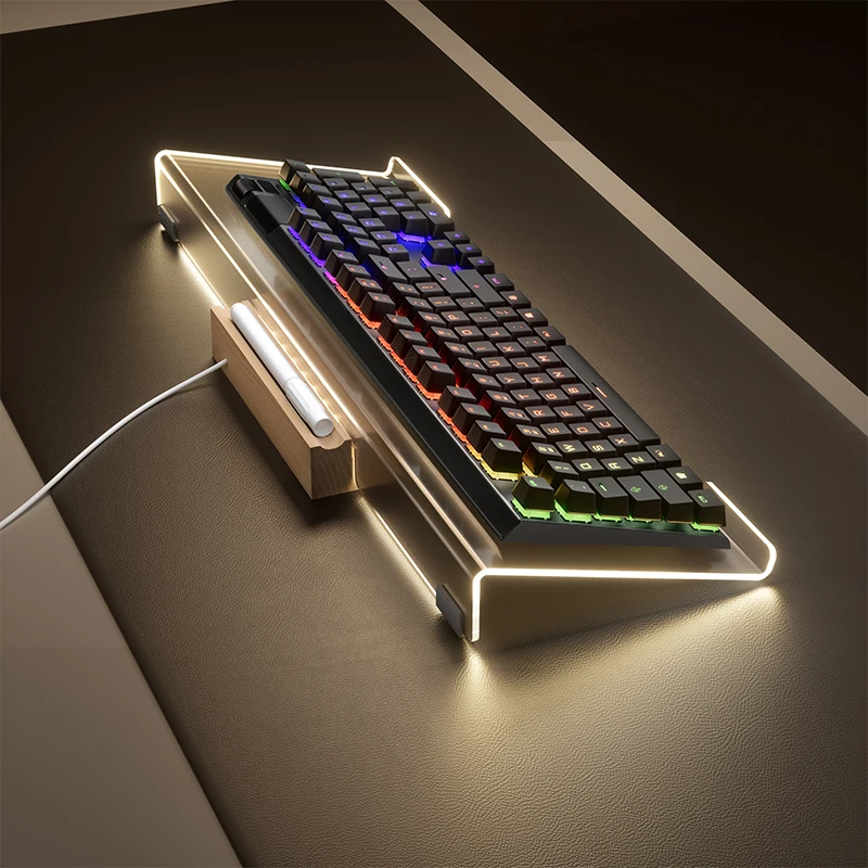 Wholesale PC Computer Keyboard Transparent Tray Holder ergonomic portable Clear acrylic Keyboard stand for Home Office