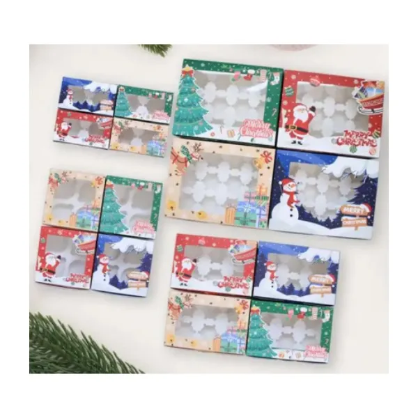 Christmas Decoration 12 hole Christmas Gift Box Paper Box  Clean Window Nice Pattern Christmas Cupcake Box