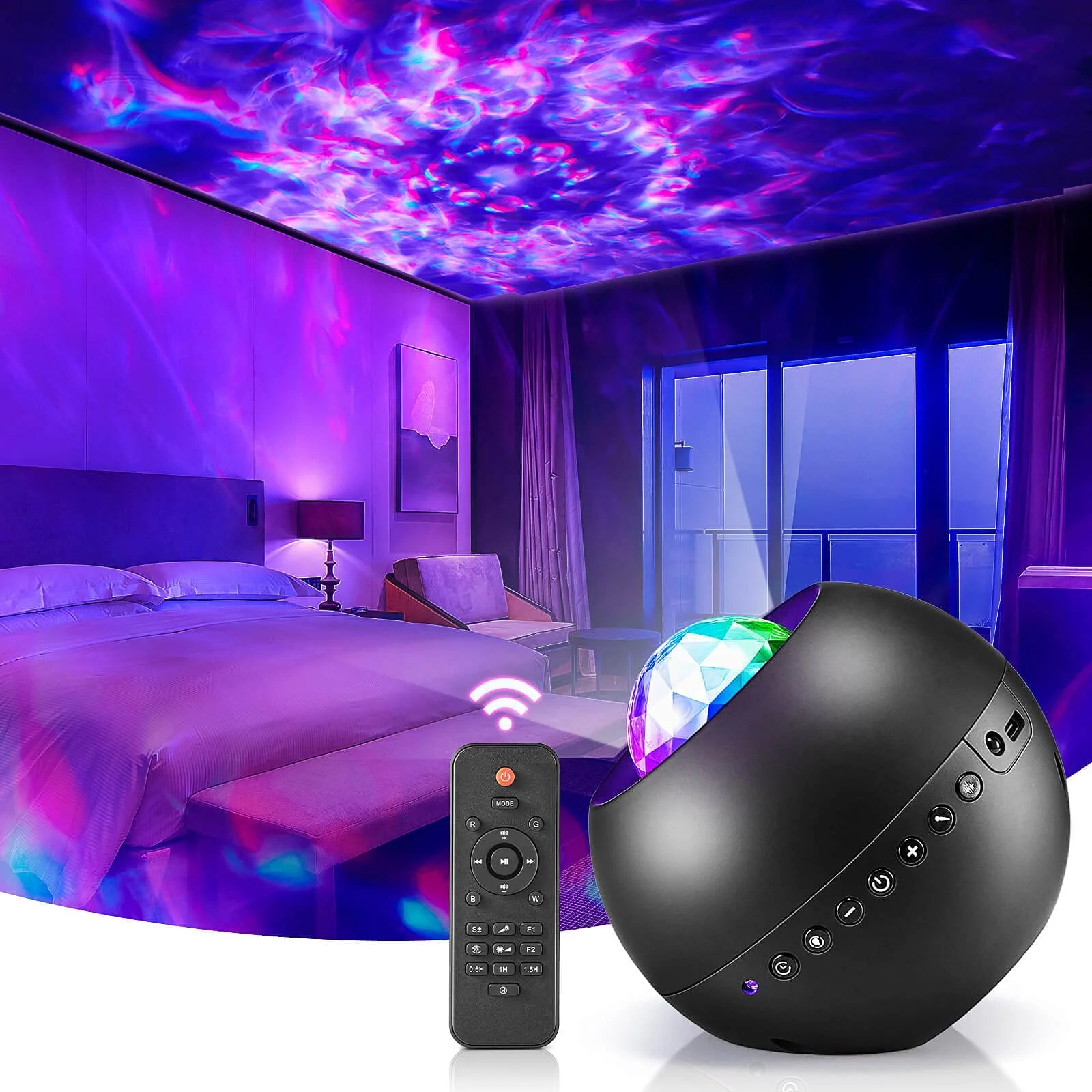 Amazon Hot Sell Aurora Star Projector Sky Star Starry Lamp Projector with Speaker White Noise Bedroom LED Star Light Projector