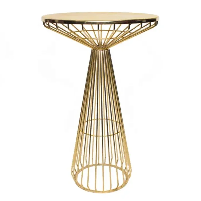 Wholesale High Quality round gold cocktail table gold metal glass wire bar table for wedding banquet tables outdoors Furniture