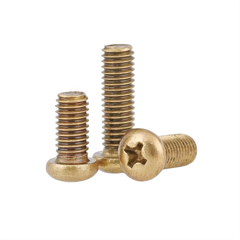 Small brass pan head machine screws cross type