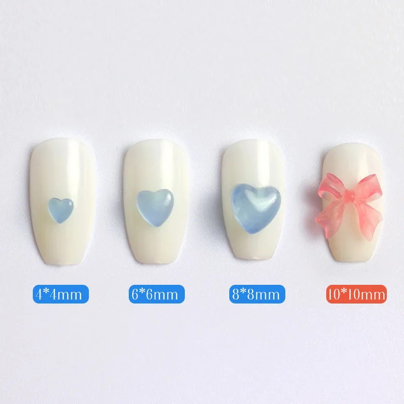 3d Color Changing nail decoration Flat Bottom Heart Bow Butterfly Peach Shapes Nail Art Diy Charms Accessories 100pcs/bag