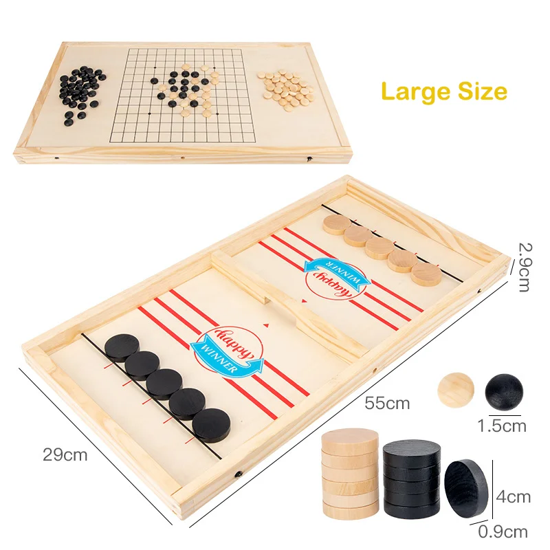 Classic parent child interactive board game battle wooden toy fun 2 in 1 bouncing chess gobang catapult touch chess game
