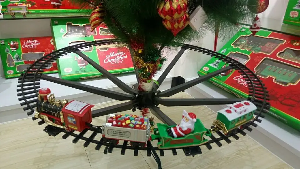 Electric christmas railway train can be hung on Christmas tree