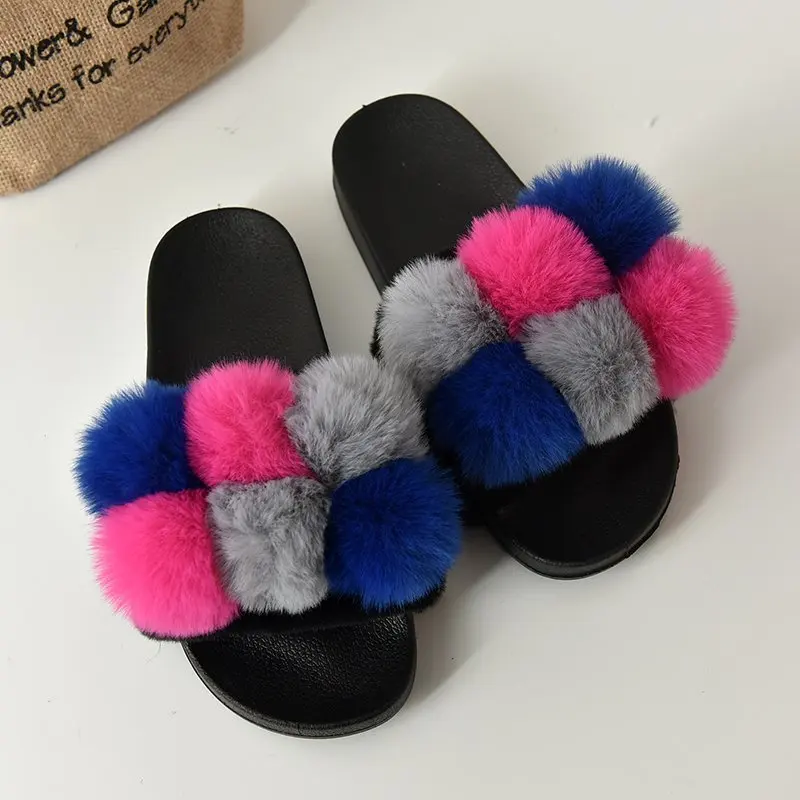 
PDEP 2021 hot sale fur slides design sandals women famous brands colorful slippers cheap wholesale house slippers 