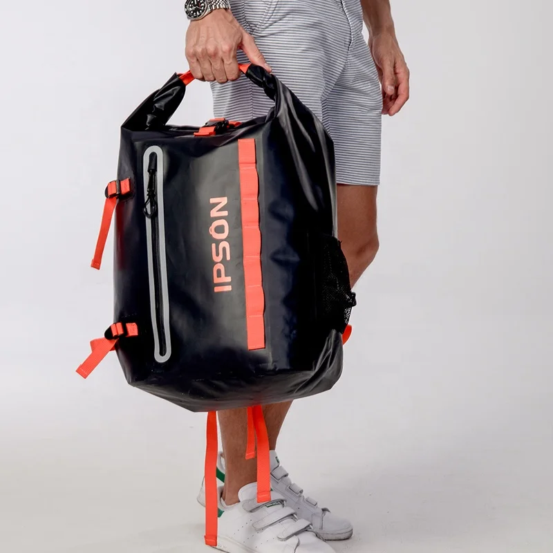 Custom Roll Top Outdoor Hiking Camping floating 500Dpvc TPU waterproof dry bag backpack  with reflective strip