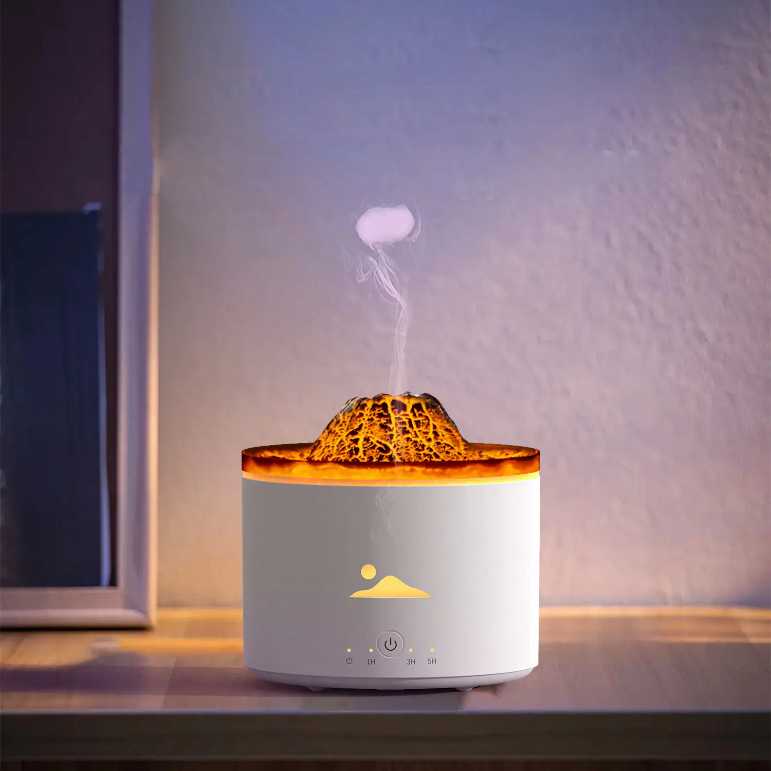 Ultrasonic 3D Simulation Jellyfish Flame Air Humidifier Diffuser Fire Lamp Essential Oil Volcano Aroma Diffuser for Home