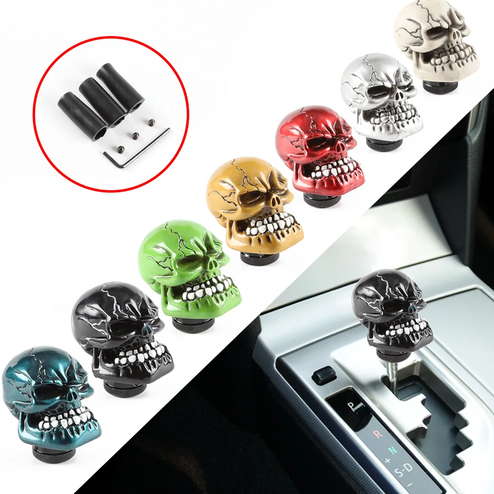 universal manual wicked carved skull head gear car stick shift knob shifter