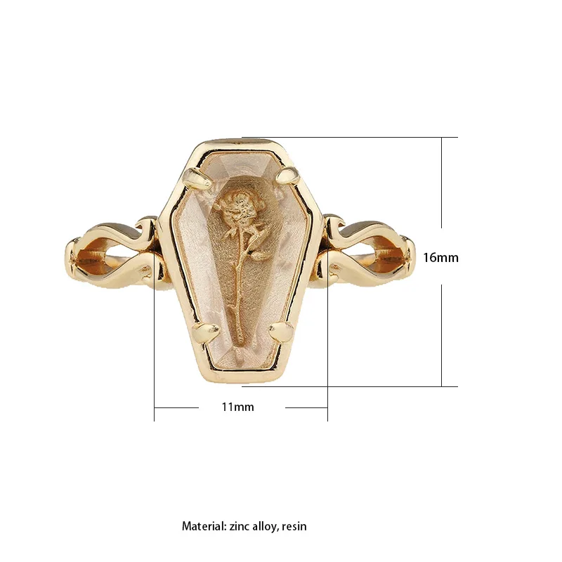Pendant Vampire Halloween Ghost Festival Gothic Open Rose Coffin Ring