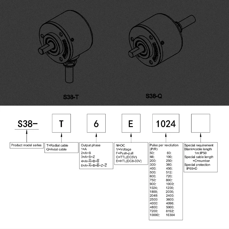 Solid Shaft 6mm 10 bit Encoder Absolute Optical Encoder Resolution up to 12bit(4096) NPN/PNP Output Signal