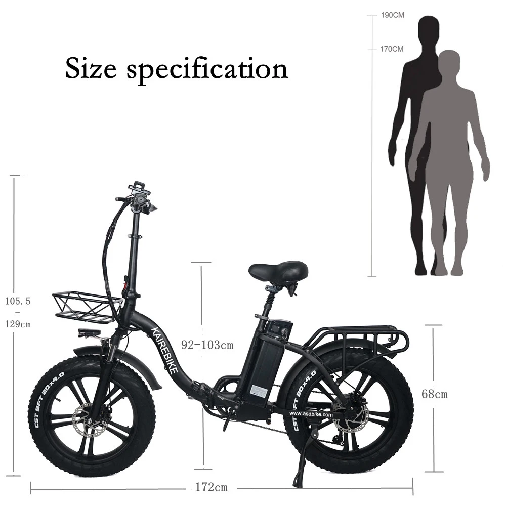 light weight aluminium alloy frame fat tire rear carrage battery 500w folding electric bike
