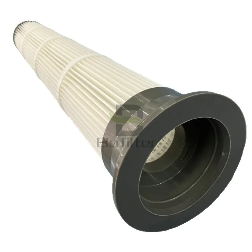 Top Load PU Rubber Black Antistatic Aluminium Coating Pleated Cartridge Bag Filter For Filter Dust Collector Equipment