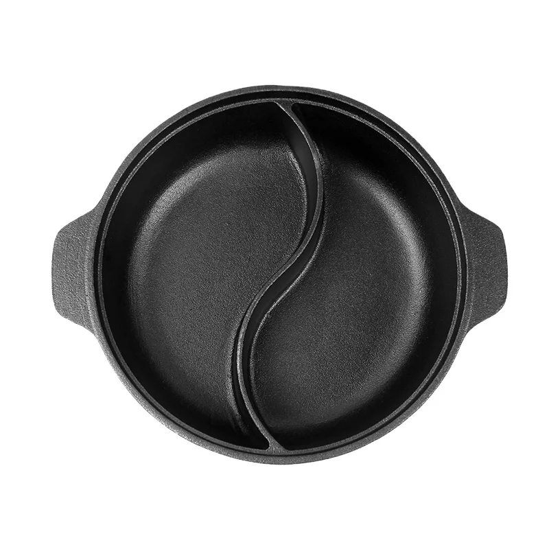 Cast Iron Hotpot Cooking Pot With Divider