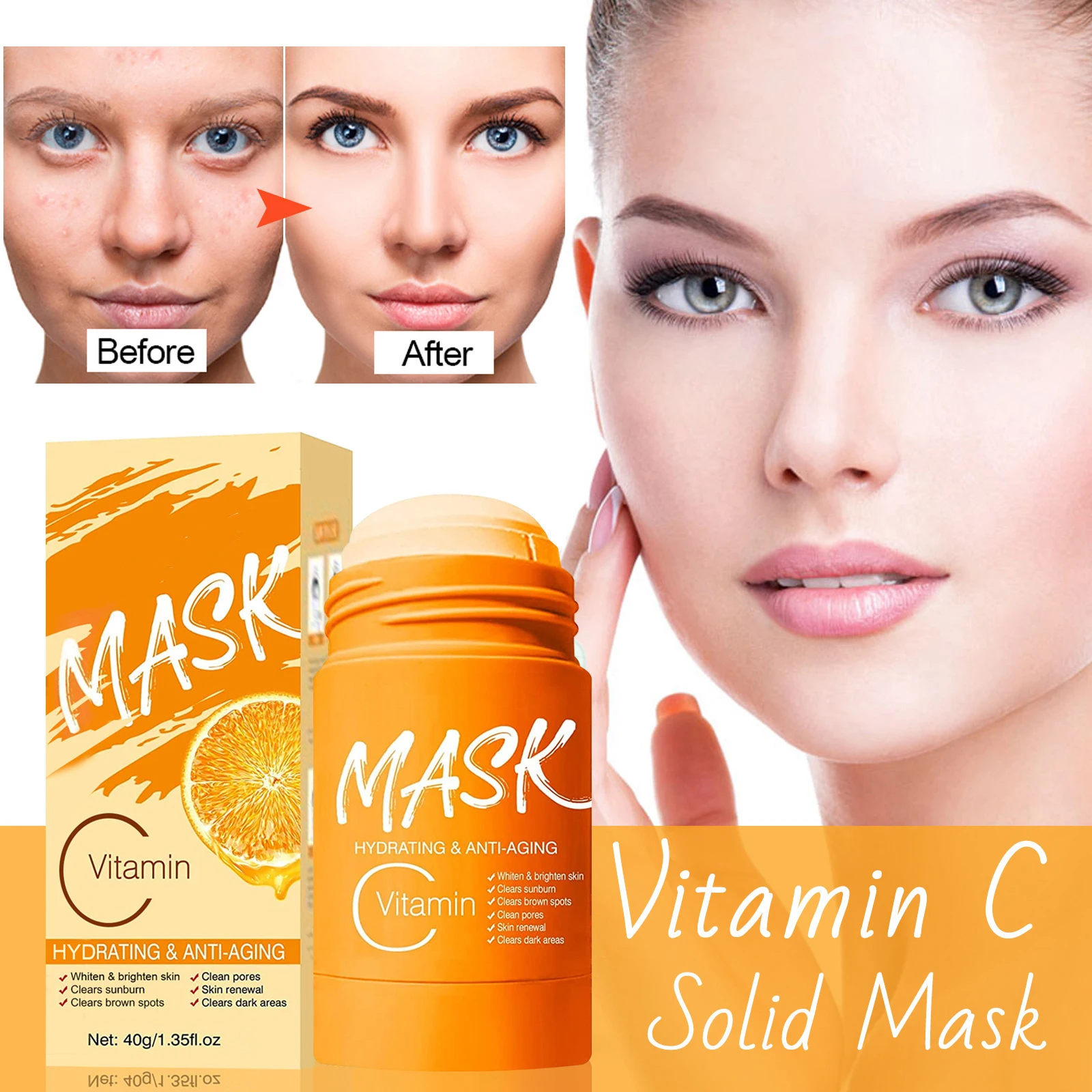 4 pcs clay Green Tea Mask Stick Blackhead Remover charcoal stick mask Deep Pore Cleansing  Skin Brightening orange mask stick