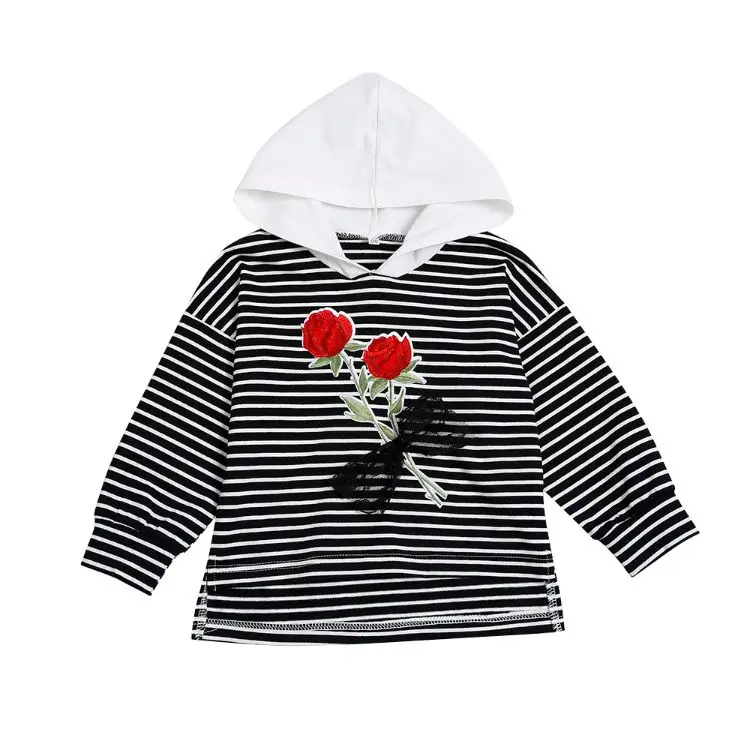 
Factory Direct Lowest Price Cute Girls Long Sleeve Striped Pullover Hoodies 