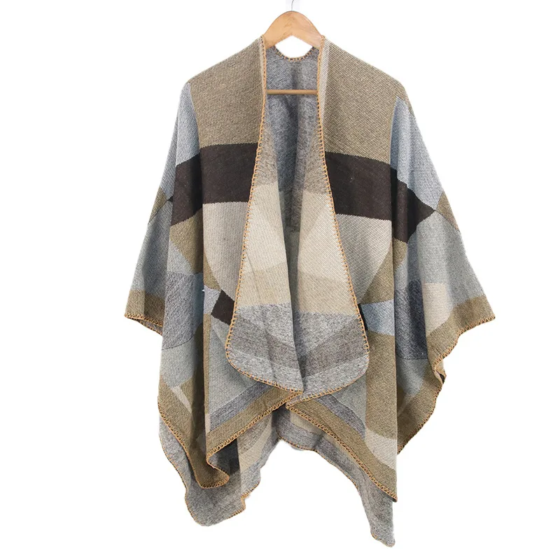New European and American Fashion Leopard Print Imitatio n Cashmere Ladies Scarf Jacquard Split Thickened Large Cloak