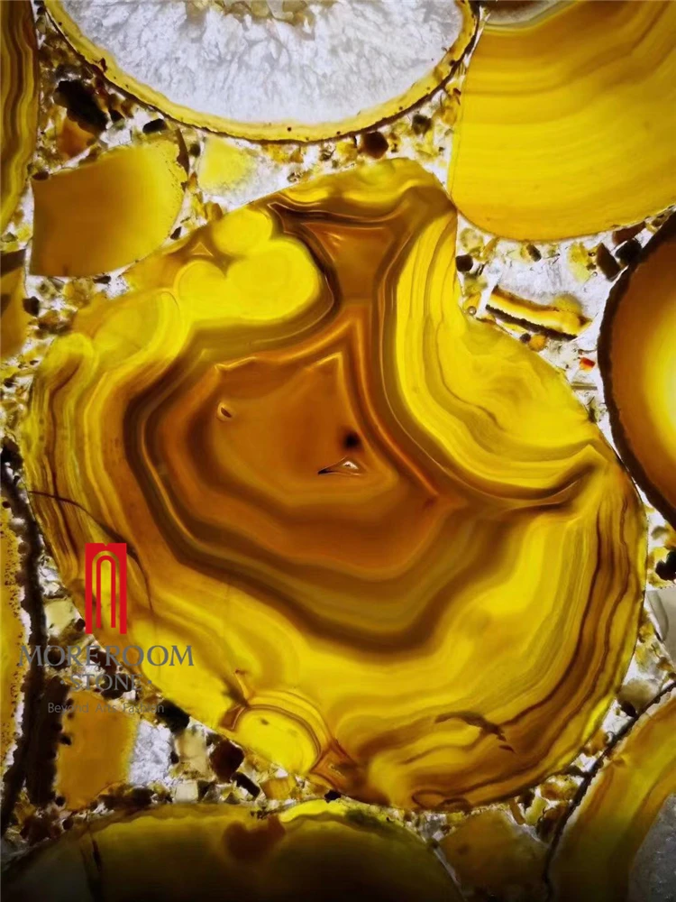 apartment dining table countertop yellow agate stone plates