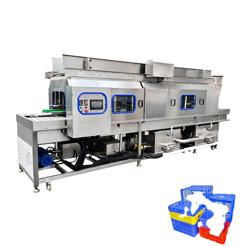 Lonkia SUS304 Turnover Basket Crate Cleaning Machine Plastic Crates Trays Boxes Crate Washer Cleaner Egg Trays Washing Machine