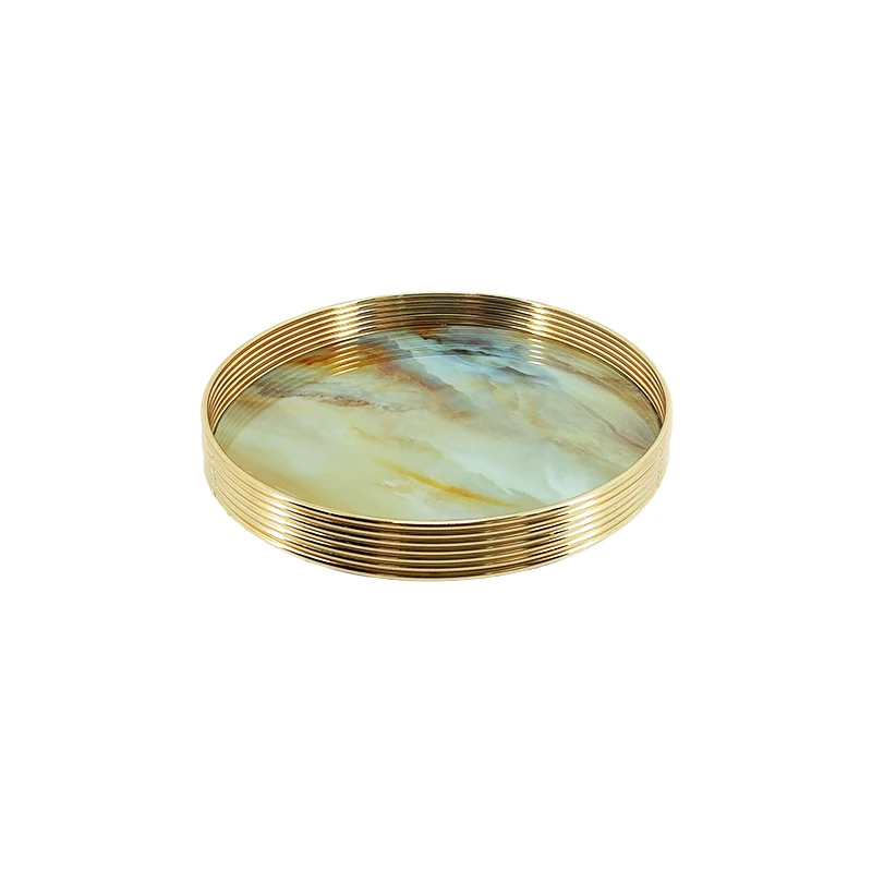 New Design Cake Candlestick With Mirror Wooden Brass Dry Fruit Tray