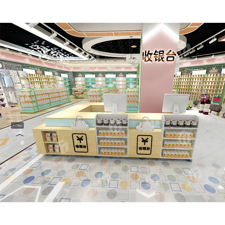 Meicheng Pink Checkout Counter Modern Reception Counter Desk Design Beauty Shop Marble White Salon Desk Front Desk Reception