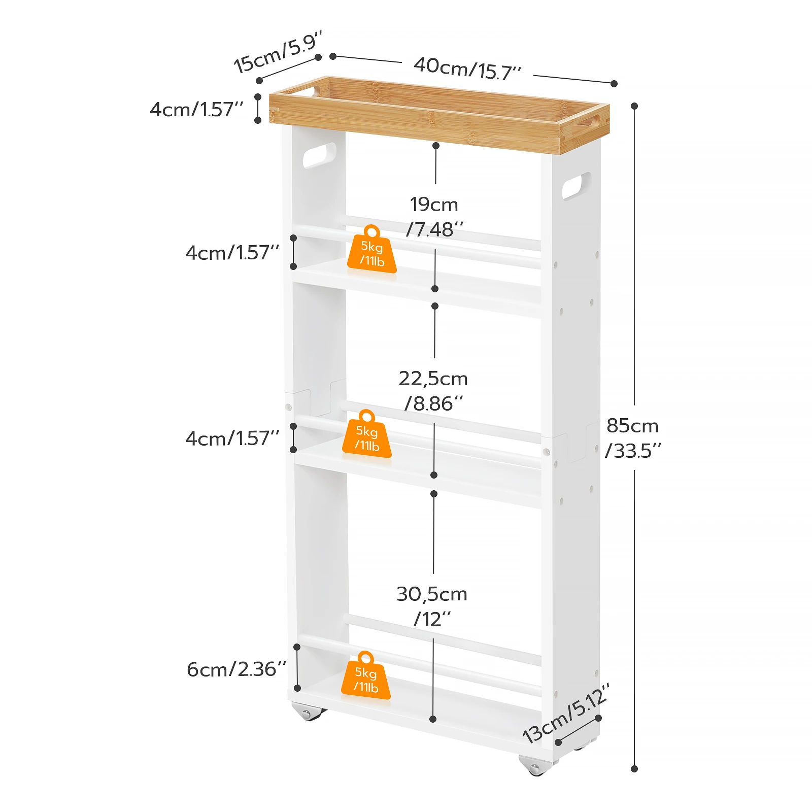 Wholesale Narrow Kitchen Carts, HOOBRO Brand Ultra Slim Kitchen Rolling Cart, Skinny Kitchen Storage Trolley on Wheels