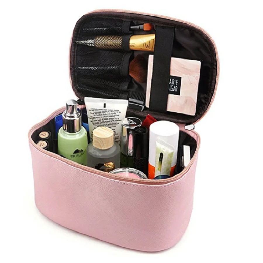 Cosmetic Bags & Cases Leather Custom Pink Pu Travel Makeup Bag Big Capacity Waterproof Luxury Fashion Cosmetic Box for Women