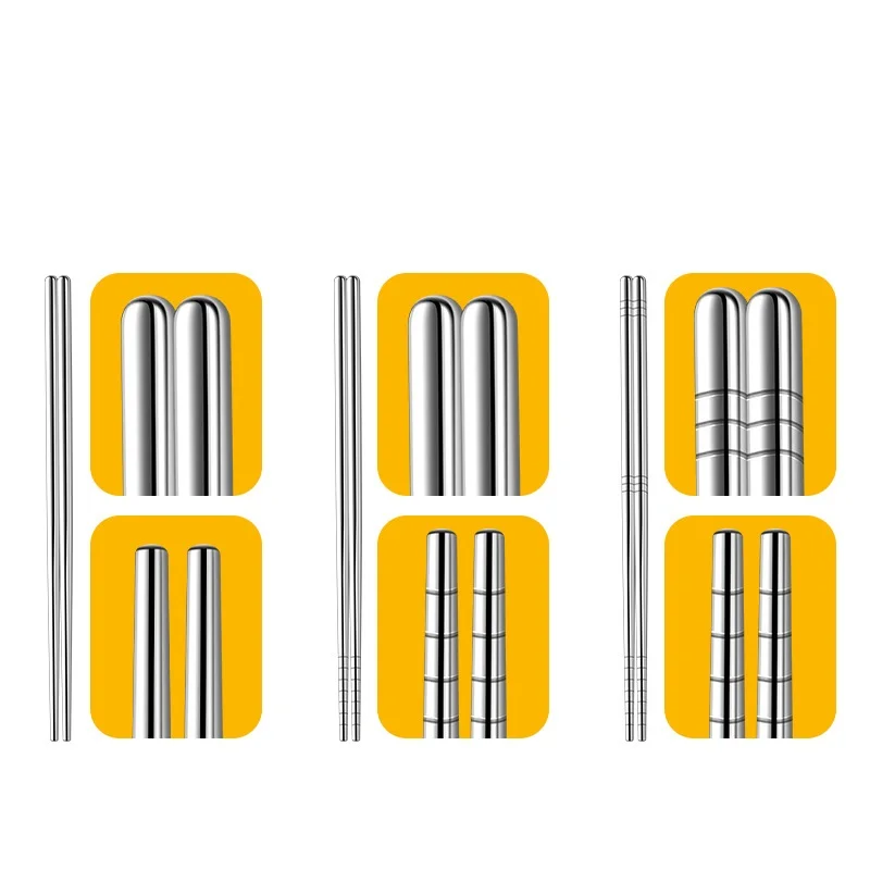 Factory Outlet Korean Style Reusable Metal Chopsticks 304 Stainless Steel Dishwasher Safe Chopsticks