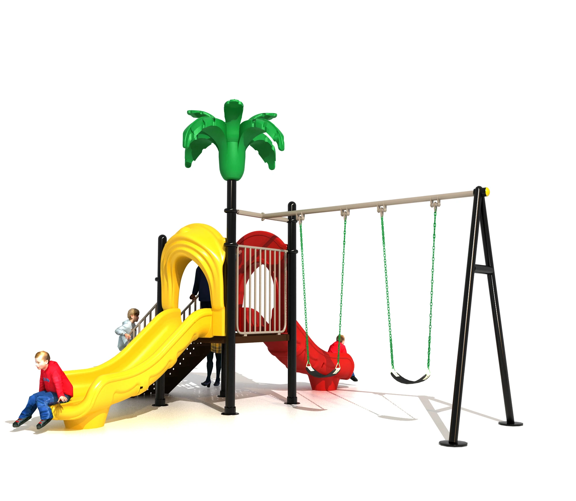 Colorful Outdoor Kid Plastic Slide Set With Swing,Kids Amusement Slide For Sale