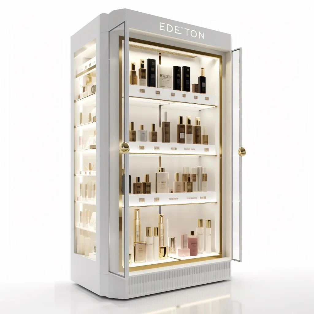 Factory Custom Metal Glass Acrylic Makeup Display Stands Luxury Brand Retail Store Showcase For Cosmetics