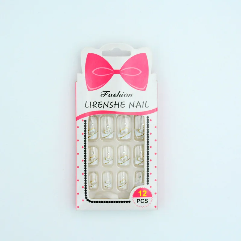 12pcs/box Professional Children Kids Diy Nails Press On False Custom