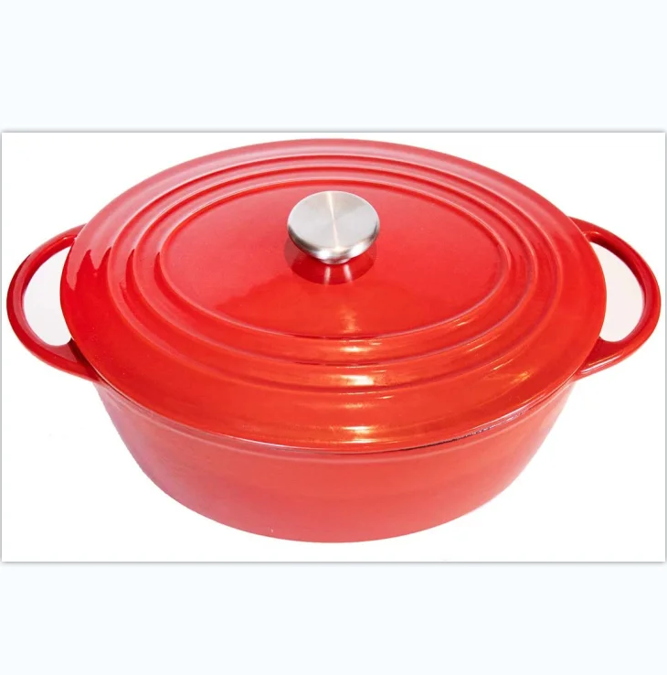 Enameled Dutch Oven, Non-Stick Heavy-Duty Cast Iron Oval Stewpan