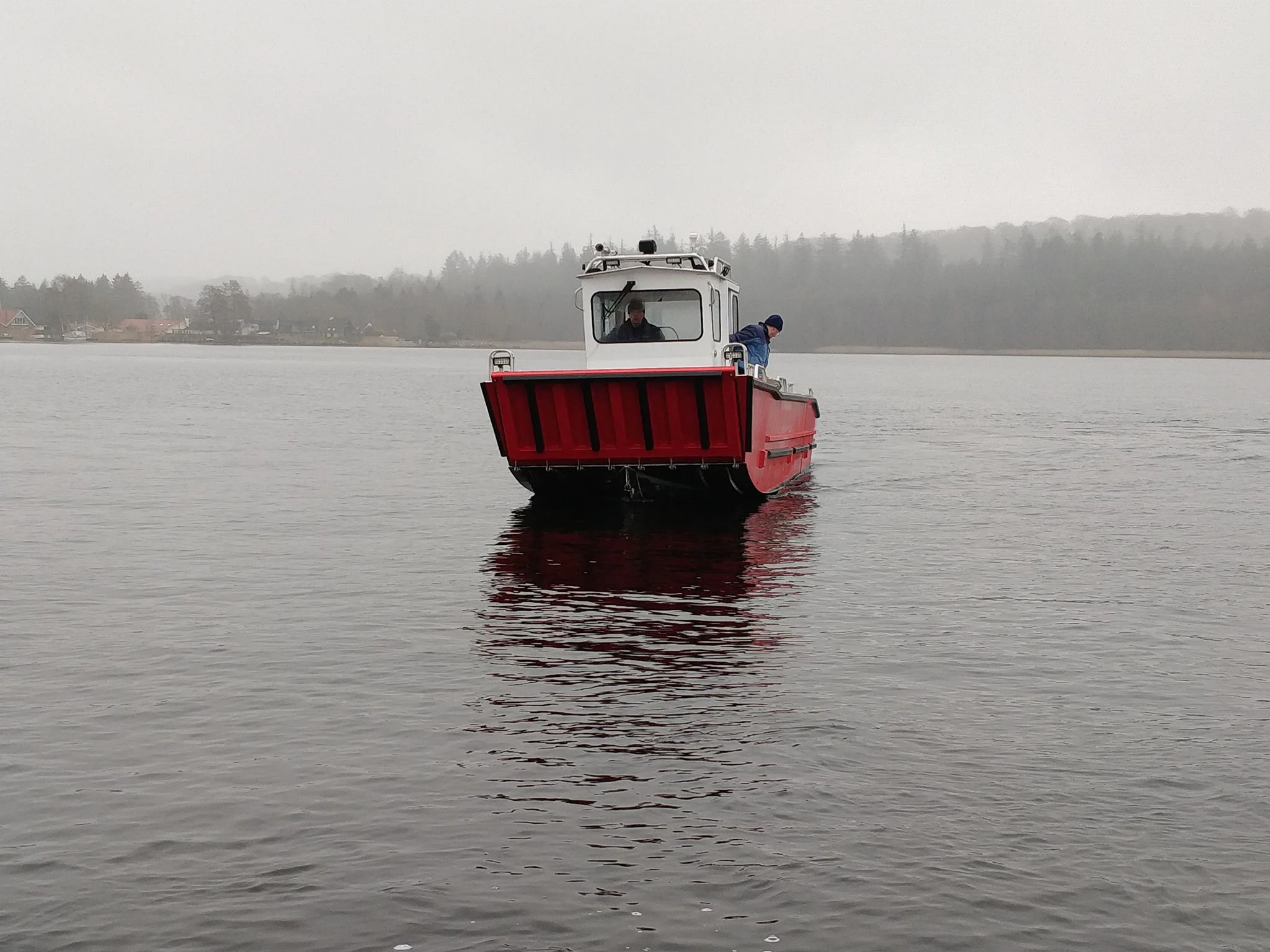 
20ft all welded red color landing craft with cabin working functional boat fro sale 
