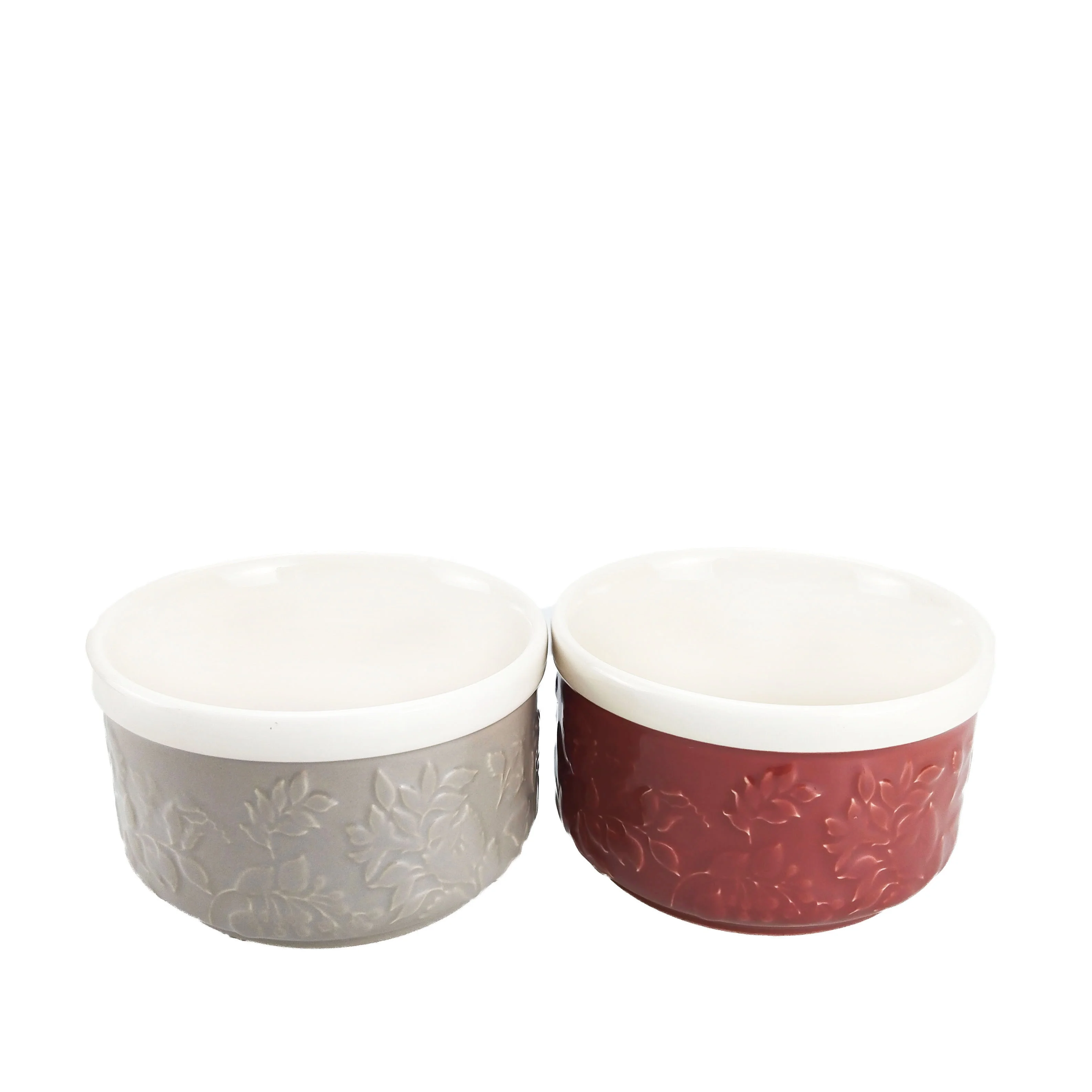 Stackable Custard Lava Cake Creme Brulee Set Ceramic Ramekins for Baking