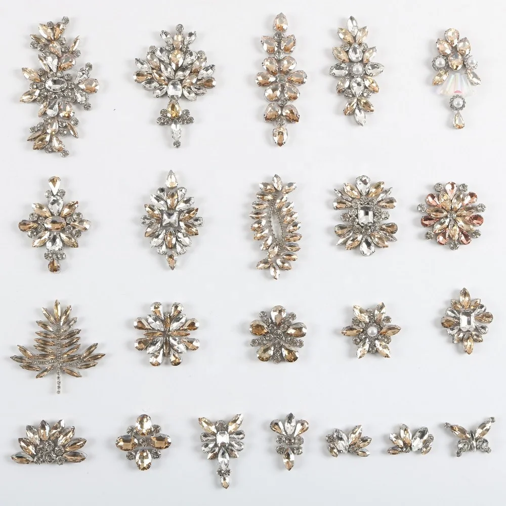 Мода железо на декоративном прозрачном стекле горный хрусталь Аппликация Золото LT2373