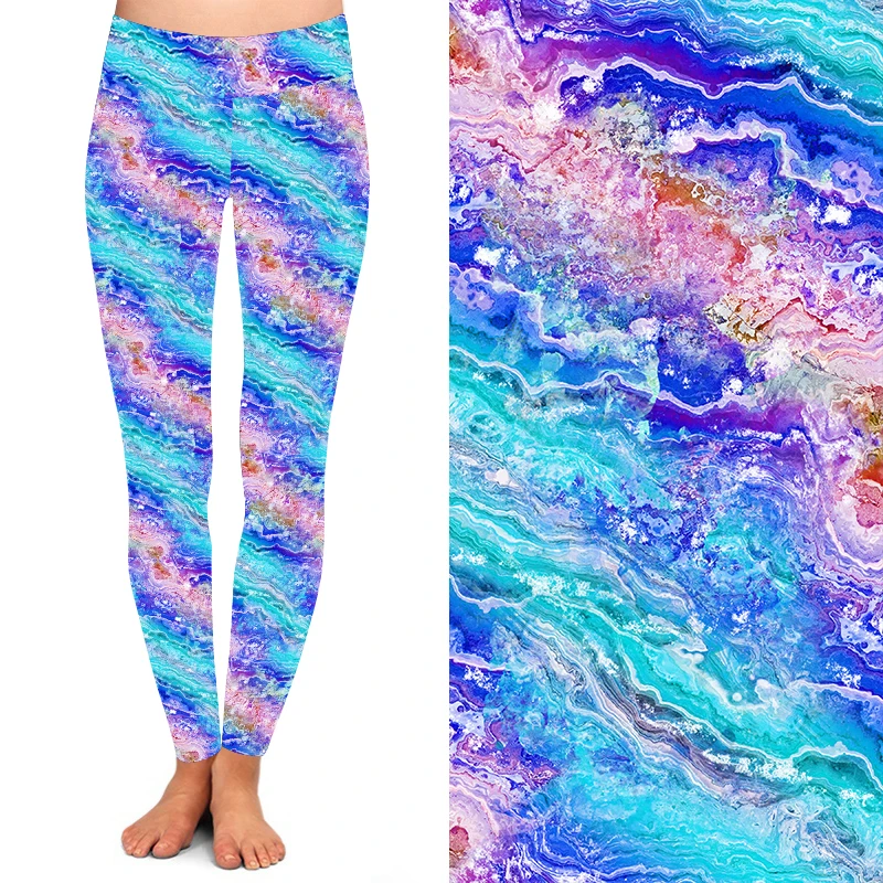 Hot Sale Custom Logo Design Girls Watercolor Printed High Waist Leggings Wholesale Casual Workout Leggings For Women