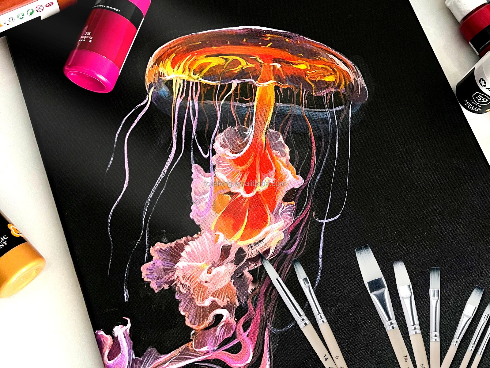 Artecho 32pcs Acrylic Paint Brushes Set with bag Professional  Artist Paintbrushes for Acrylic Watercolor Oil Painting