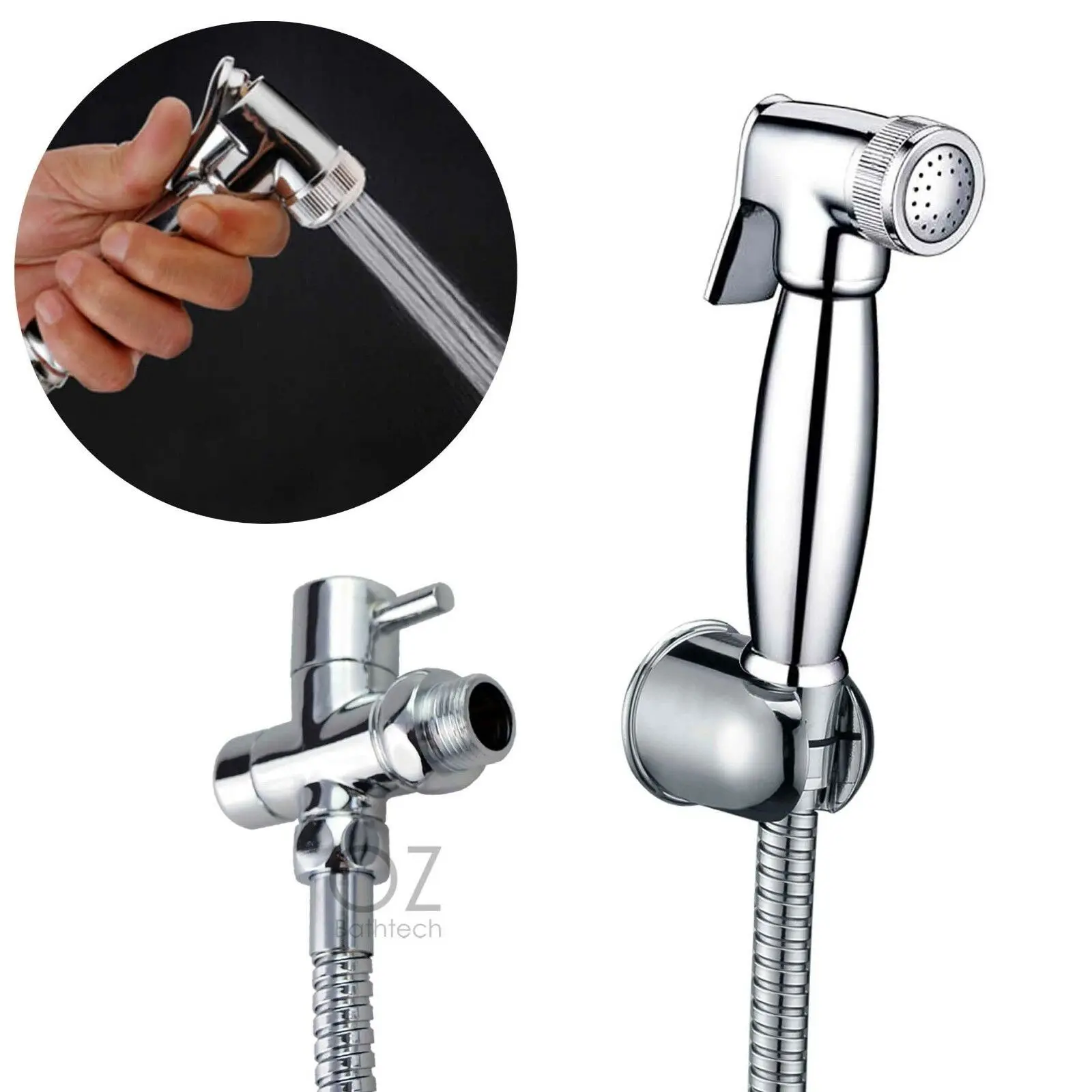 High Competitive Brass Toilet Bidet Shower spray Muslim With Valve 1.2m hose Wall mounted Chrome
