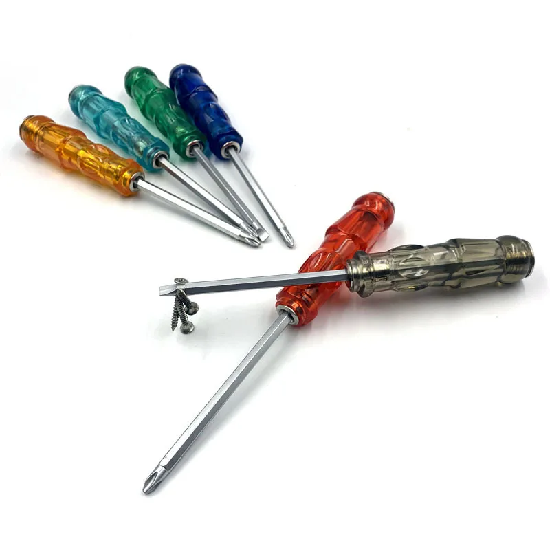 Two-way screwdriver Phillips and Slotted magnetic repair set screwdriver go-through screwdriver