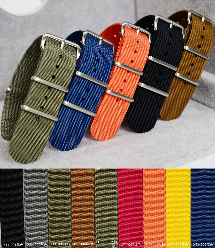 Premium Nylon Multi-Color Replacement Watchband Cheap Ribbed Nylon Watch  Strap