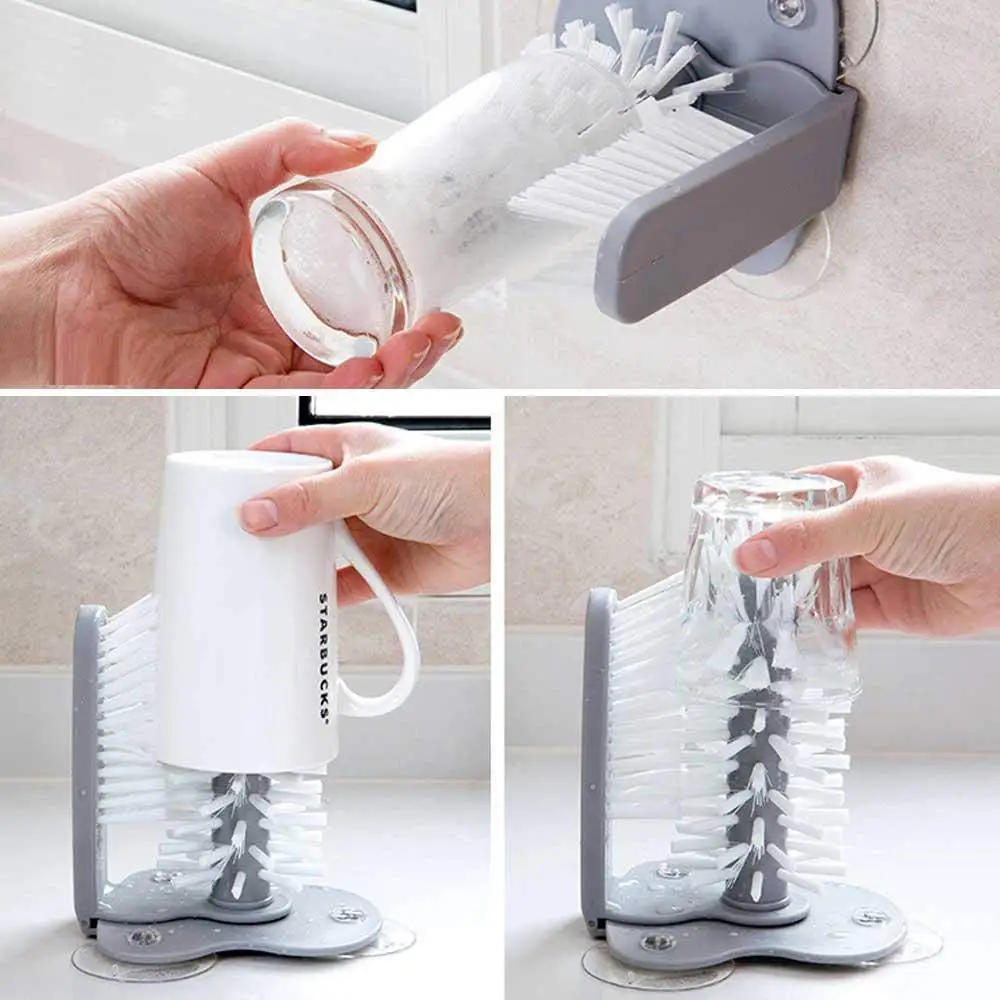 Glass Cup Brush Cleaner with Suction Cups