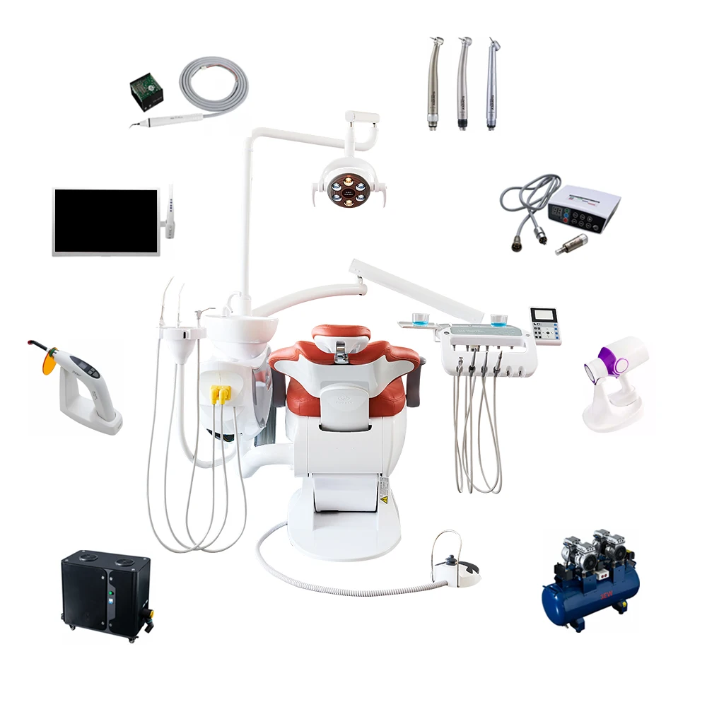 Износостойкая кожаная стоматологическая установка, выбор врачей, трехступенчатая фильтрация воды и стоматологическое кресло с электродвигателем