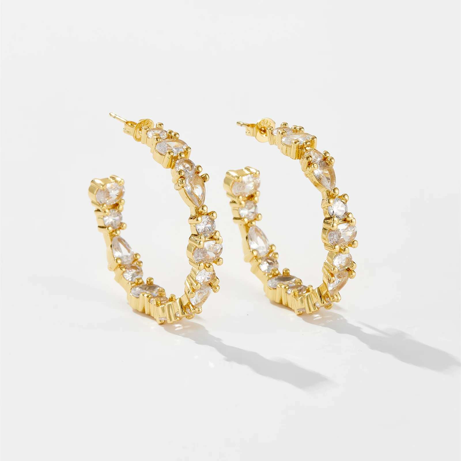 Custom Trendy High Quality Gold Plated Brass Earrings Women Silver Plated Earrings