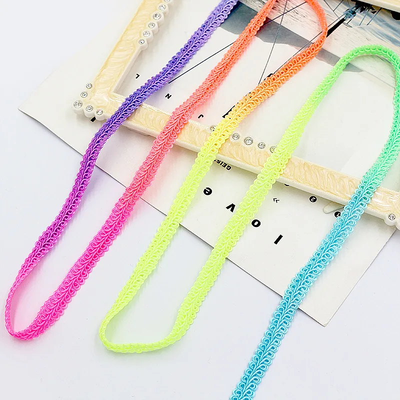 Wholesale Colorful 12MM Polyester Woven Braid Trim Fabric Gimp Trim Lace Ribbon Sewing Upholstery Home Decoration Accessories