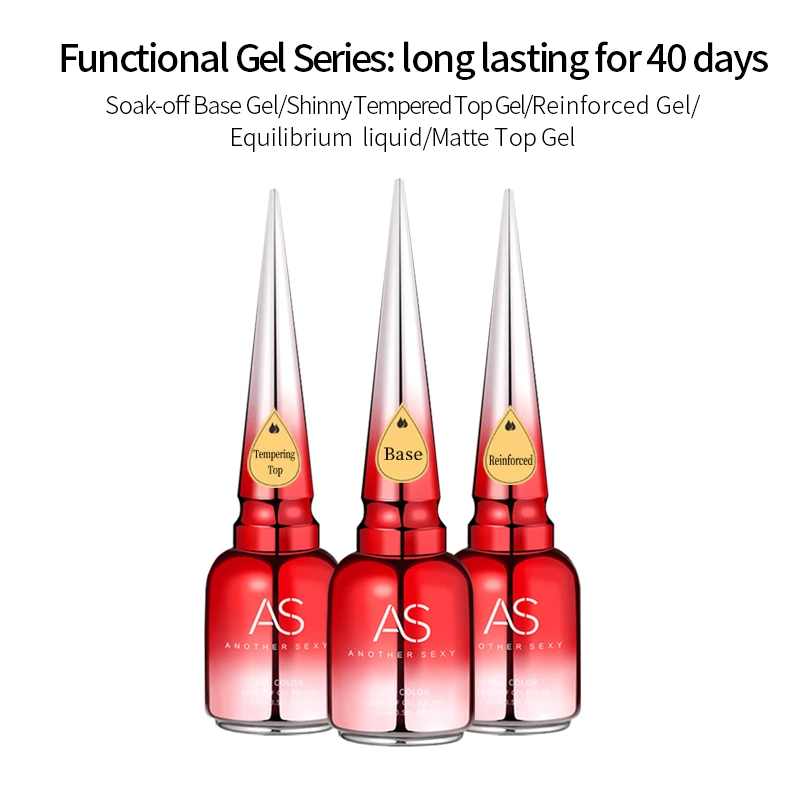 AS 15ml No Wipe Tempered Top Coat,Matte Scratch Resistant Long Lasting High Gloss Soak Off Clear Gel Nail Polish Uv Top Coat