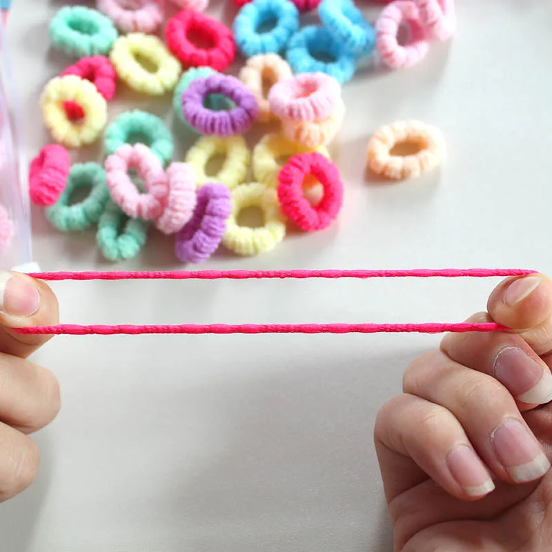 100pcs/pack Children Multicolor Elastic Scrunchies Baby Cute Small Soft Rubber Bands Hair Ties Toddler Infants Hair Accessories