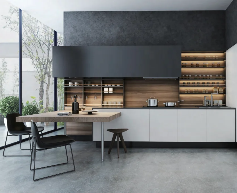 CBMMART Customized Solid Wood Kitchen Cabinet Carcase Marble Accessories Antique Classic Stone Box Style Knob Storage Surface