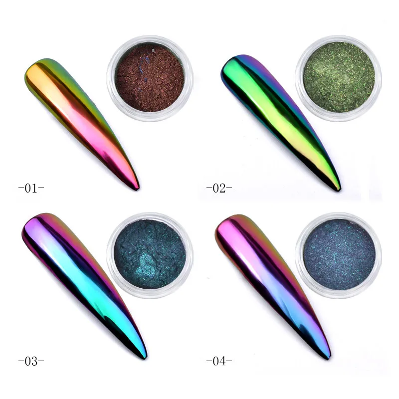 Wholesale Nail Chrome Mirror Powder Mermaid Effect Powder Coating Paint Colorful Metallic Mirror Chrome powder