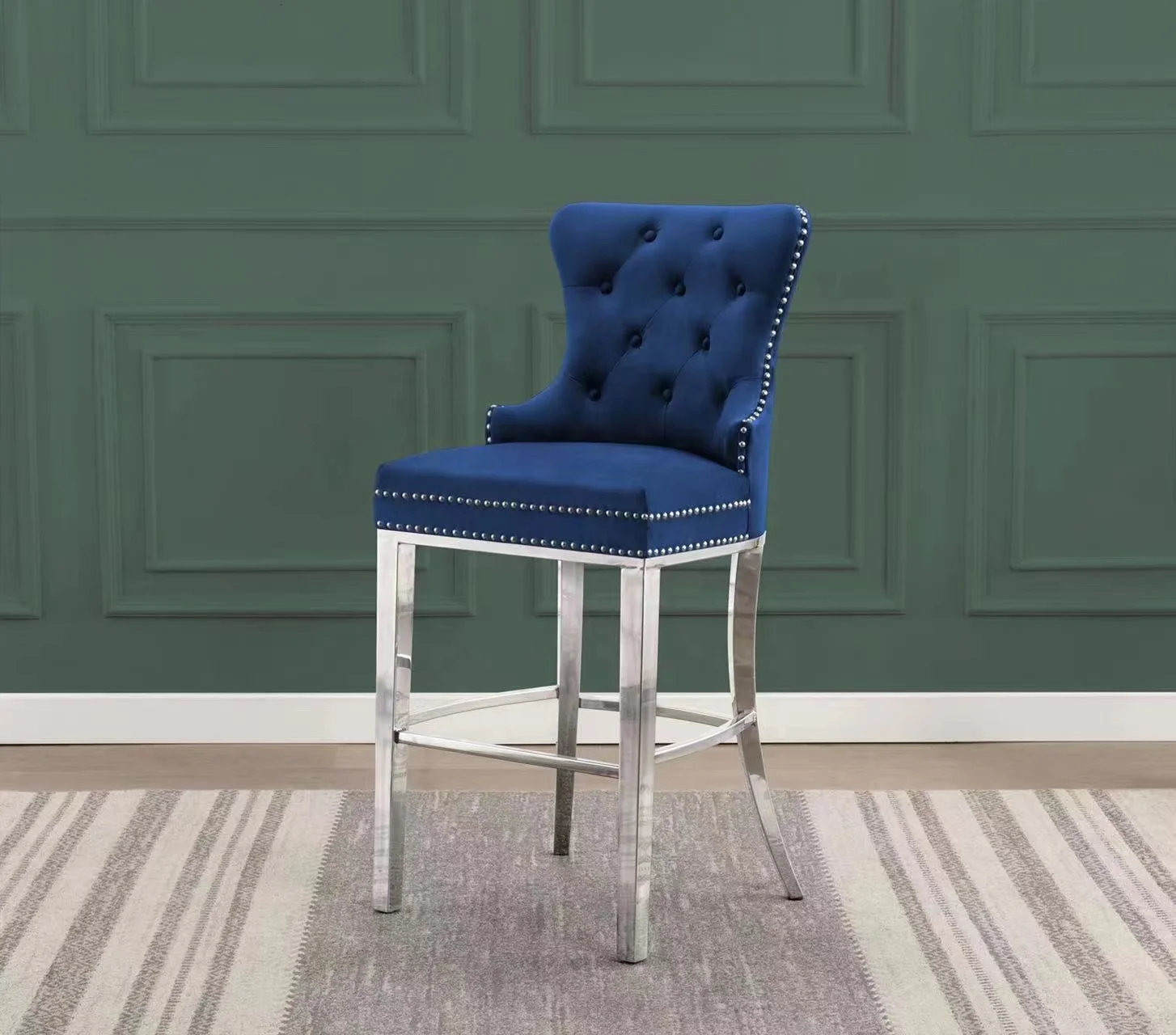 Бархатные металлические ножки из нержавеющей стали в современном роскошном стиле, высокие барные стулья для ресторанов и отелей