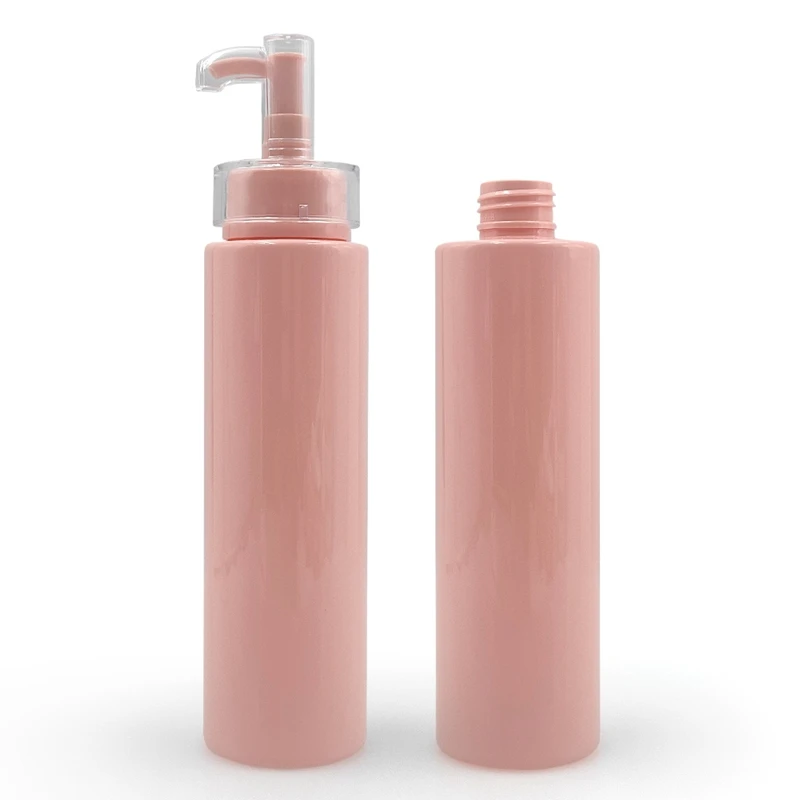 Factory Custom Logo Printed Pump Matte Hotel Conditioner Shampoo Face Wash Body Cream Luxury Pink Plastic Cosmetic Bottle