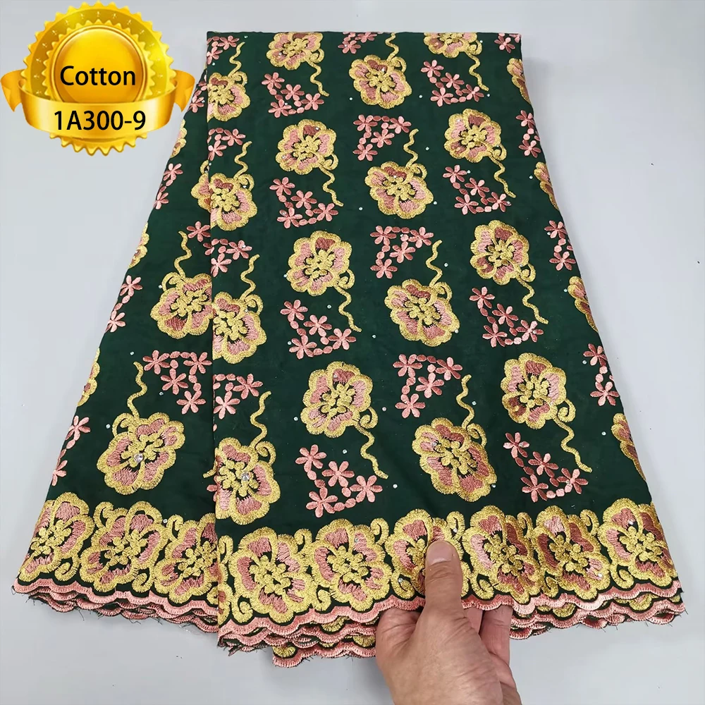 Pure White Embroidery Flower Stones African Nigerian Lace Fabric High Quality French Cotton Lace Fabric